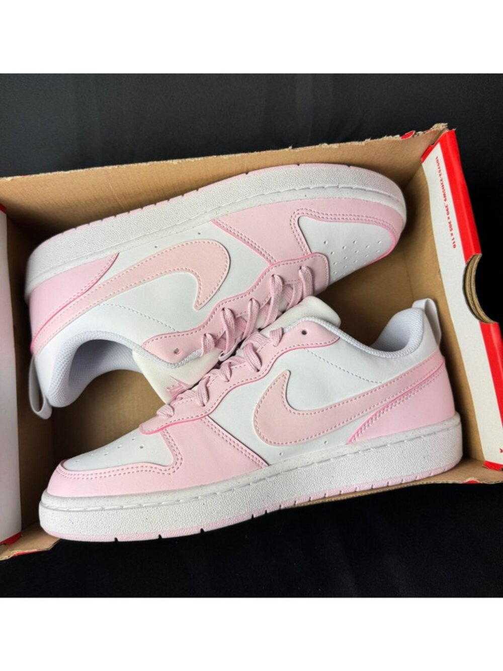 ✨H78- SIZE 7Y/8.5 WOMENS NIKE COURT BOROUGH LOW RECRAFT WHITE/ PINK DV5456 105
